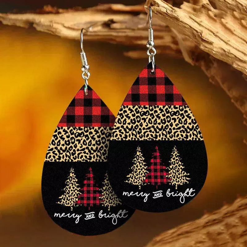 Multicolor Red Check Leopard Earrings