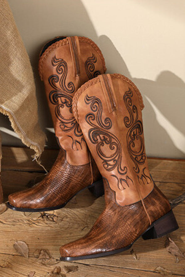 Embroidered Floral Vintage Boots