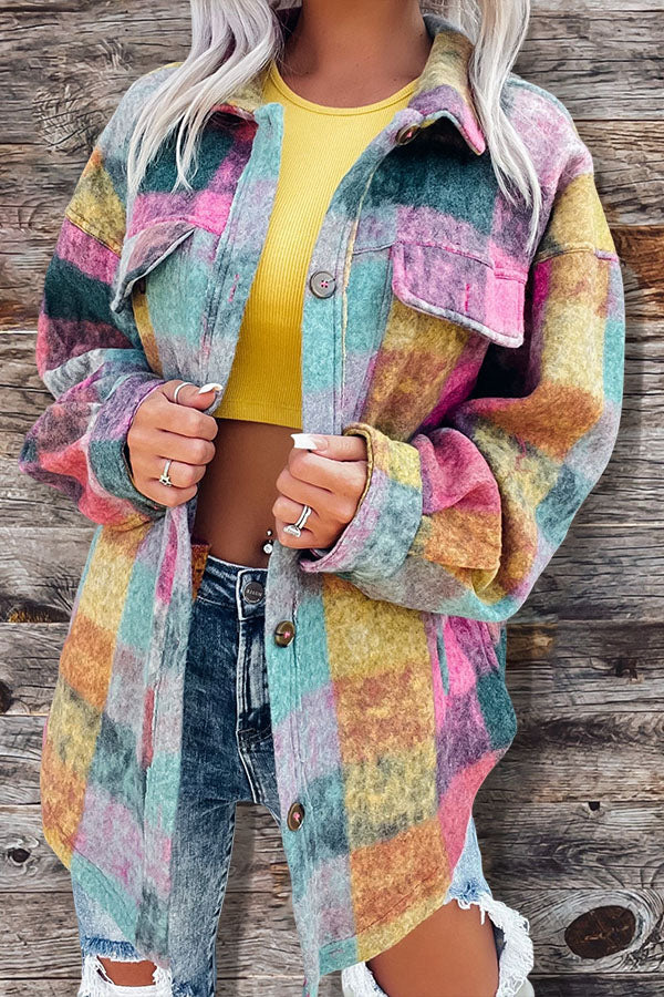 Casual Check Pattern Pocket Jacket