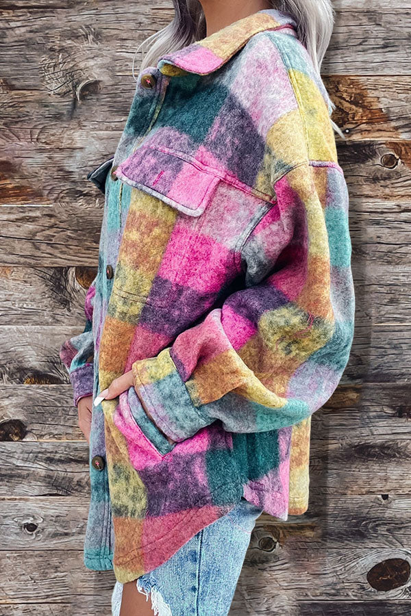 Casual Check Pattern Pocket Jacket
