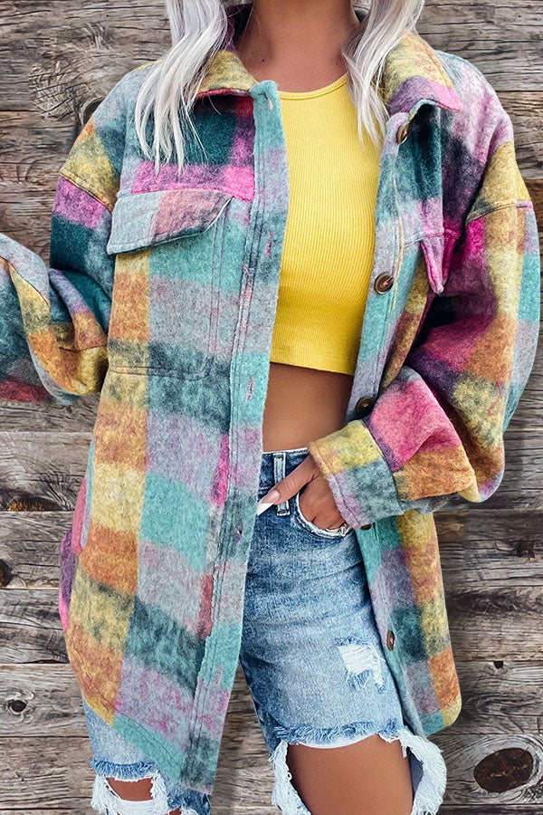 Casual Check Pattern Pocket Jacket