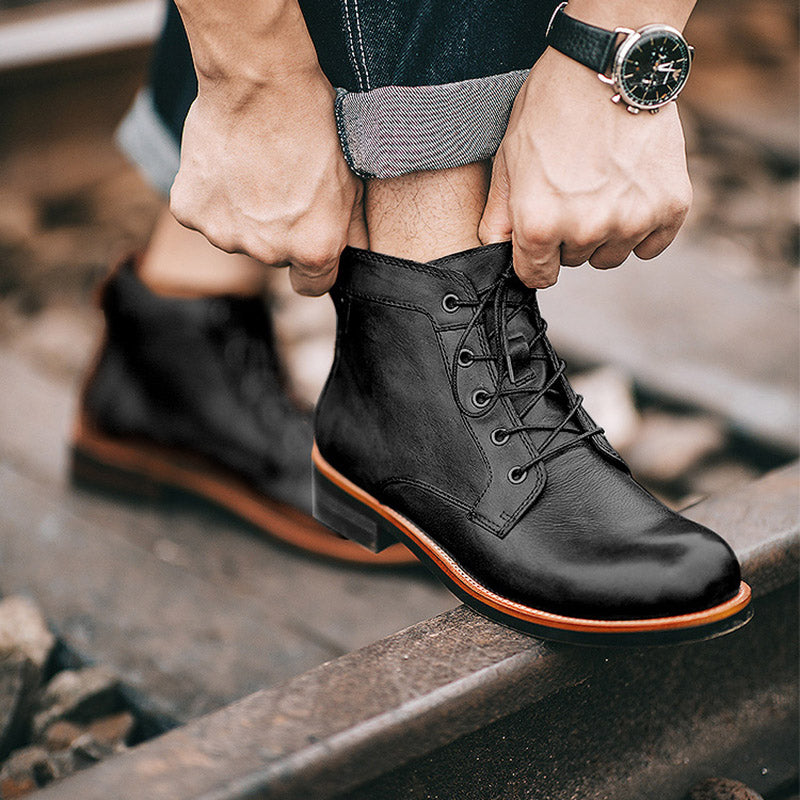 Lace-up Leather Stitching Martin Boots