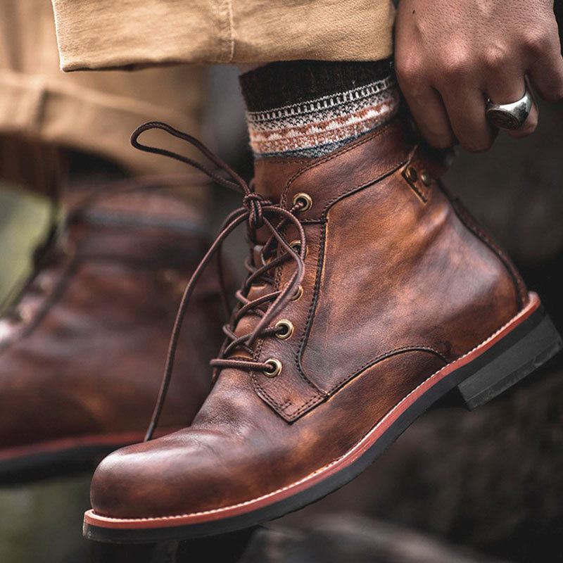 Lace-up Leather Stitching Martin Boots