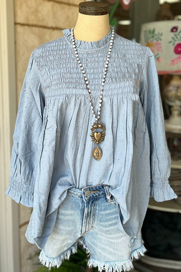 Beautiful Ruffle Neck Smocking Top