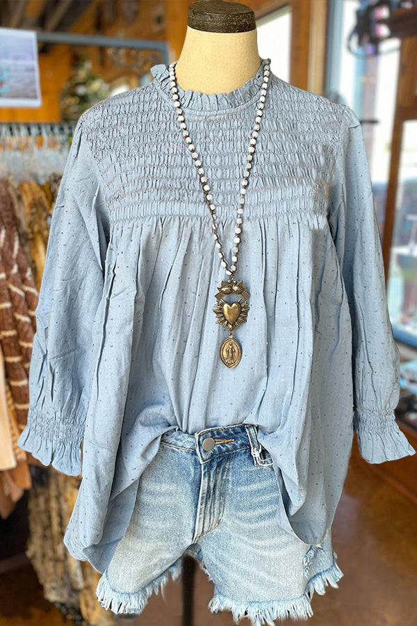 Beautiful Ruffle Neck Smocking Top
