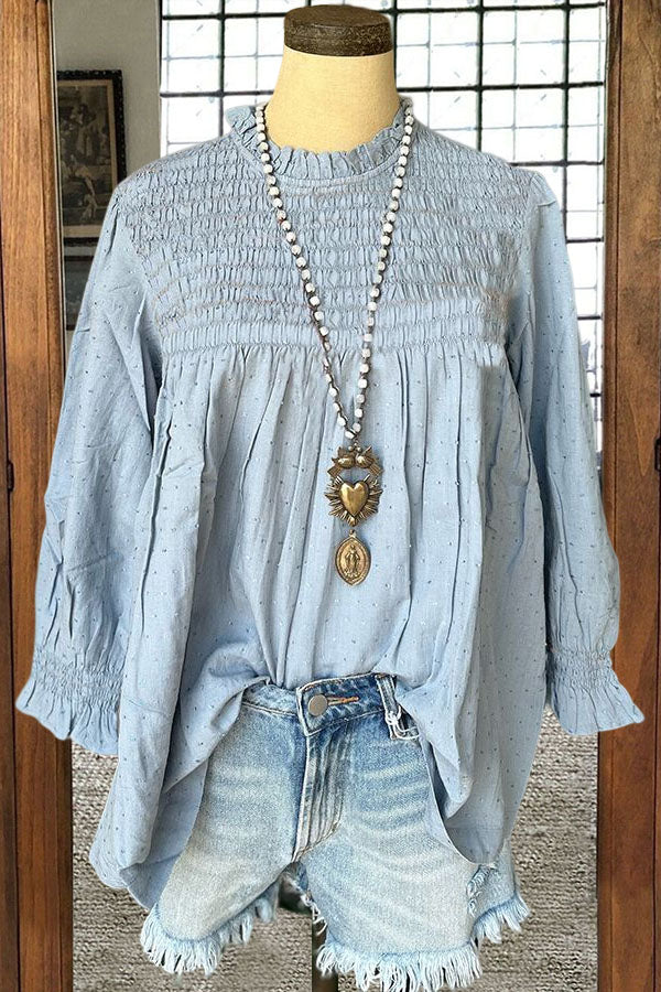 Beautiful Ruffle Neck Smocking Top