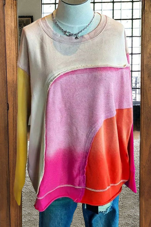 Oversized Gradient Colorblock Sweatshirt