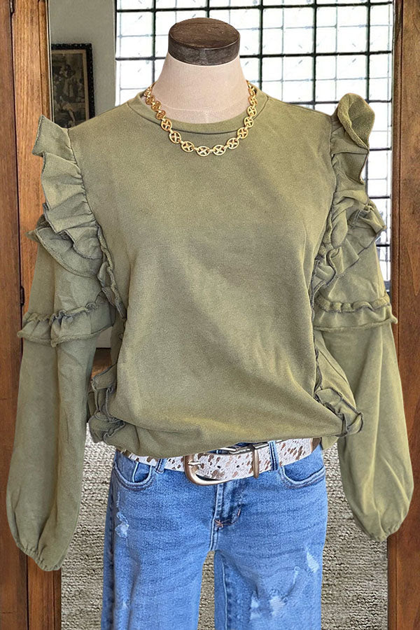 Beautiful Ruffle Detail Sweatshirt
