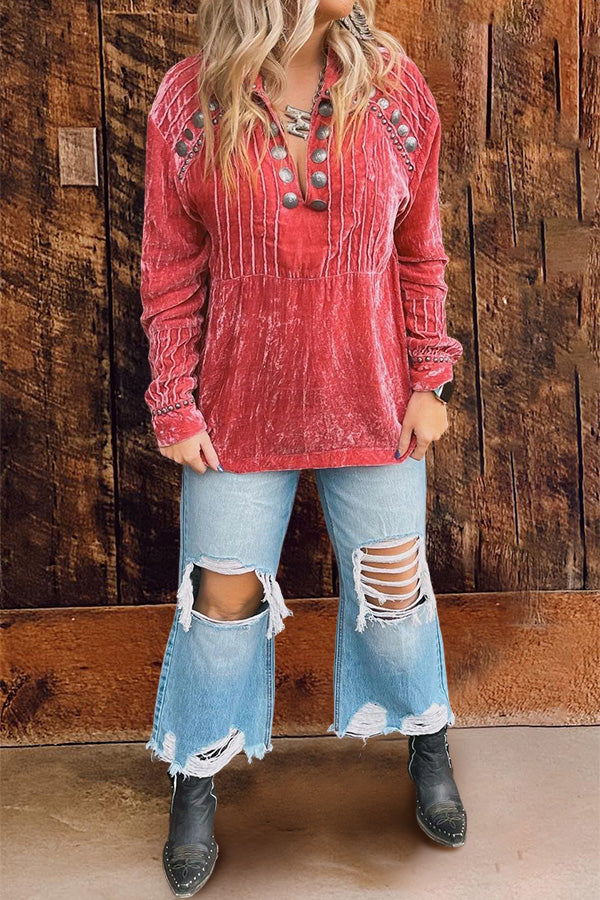 Cozy Pleated Velvet Top