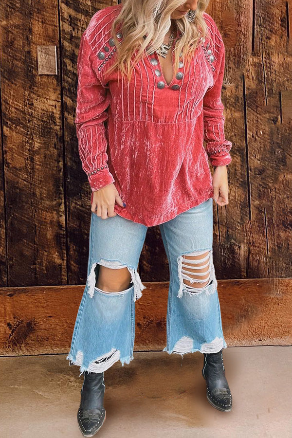Cozy Pleated Velvet Top