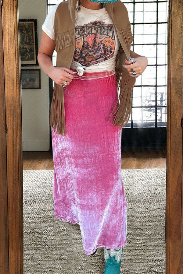 Elegant Velvet Long A-line Skirt