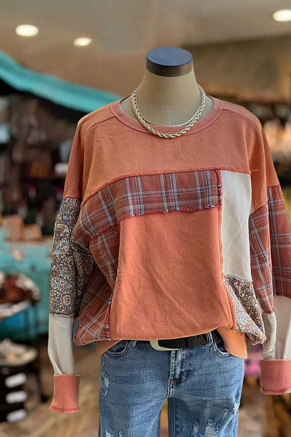 Mixed Check Patch Sweatshirt
