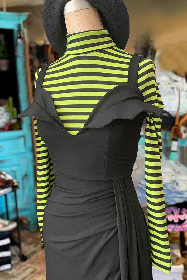 Halloween Batwing Lapel Slit Dress