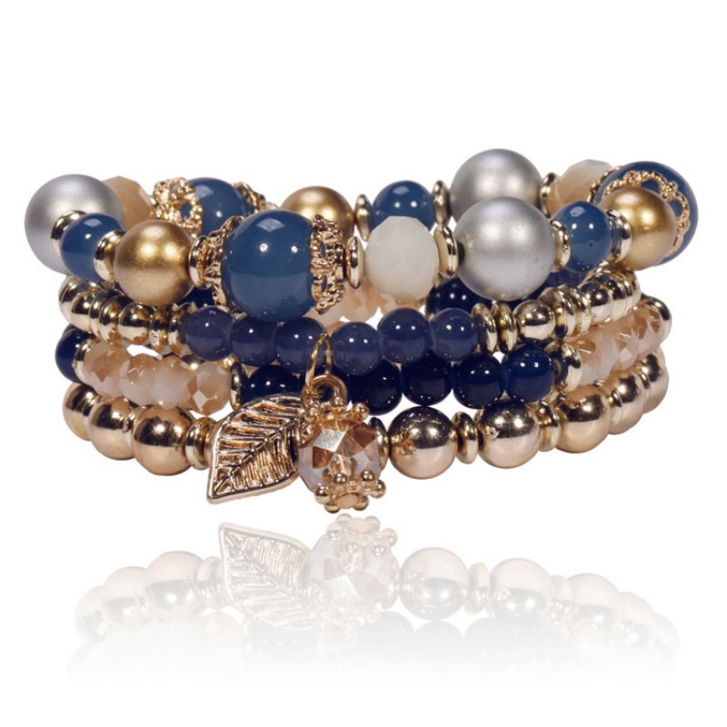 Bohemian Leaf Imitation Bodhi Beads Bracelet
