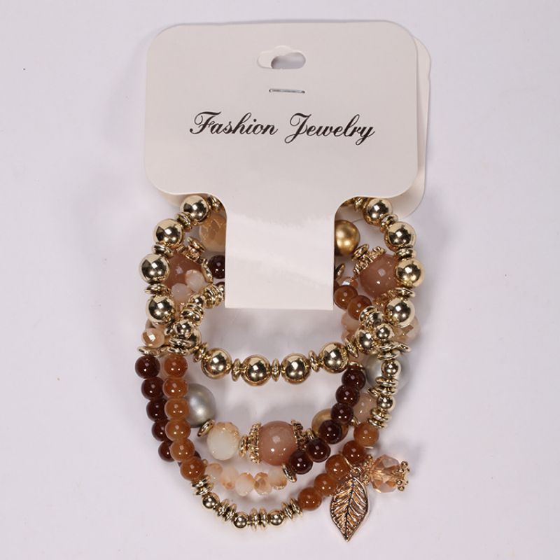 Bohemian Leaf Imitation Bodhi Beads Bracelet