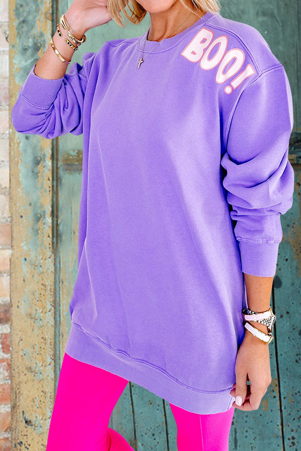 Casual Pumpkin Basket Print Crew Neck Sweatshirt