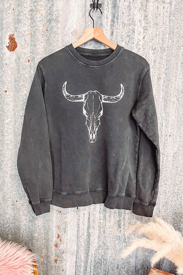 Bull Head Animal Print Vintage Sweatshirt
