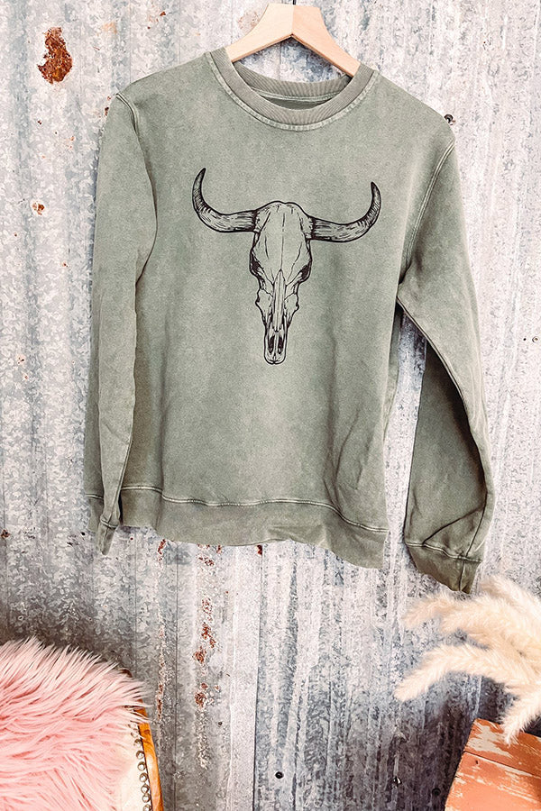 Bull Head Animal Print Vintage Sweatshirt
