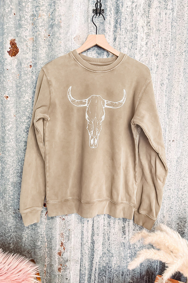 Bull Head Animal Print Vintage Sweatshirt