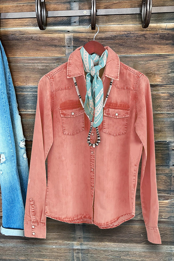 Denim Pockets Long Sleeve Shirt