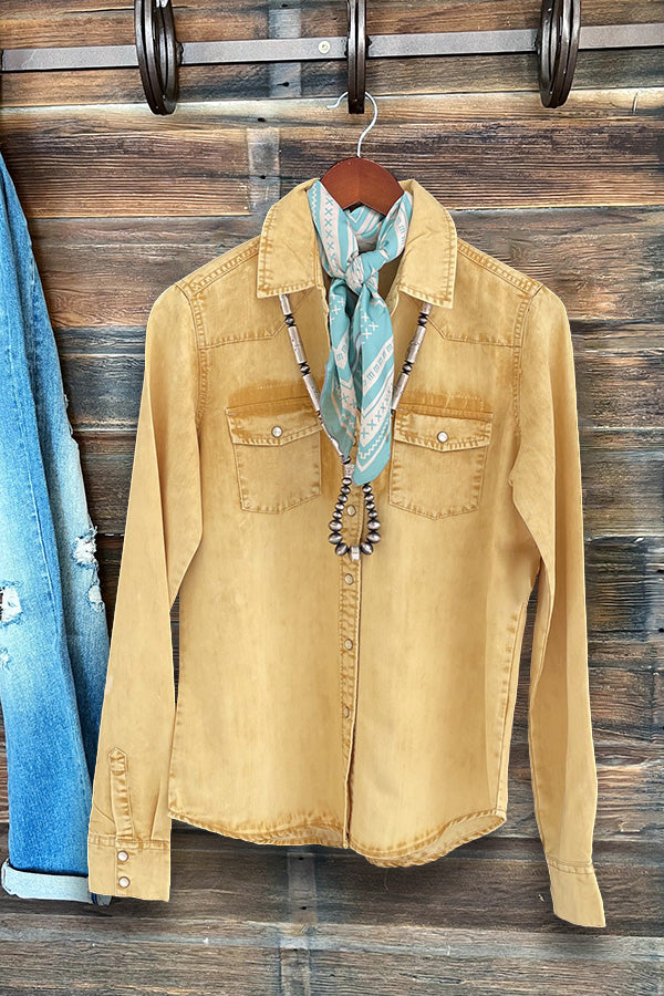 Denim Pockets Long Sleeve Shirt