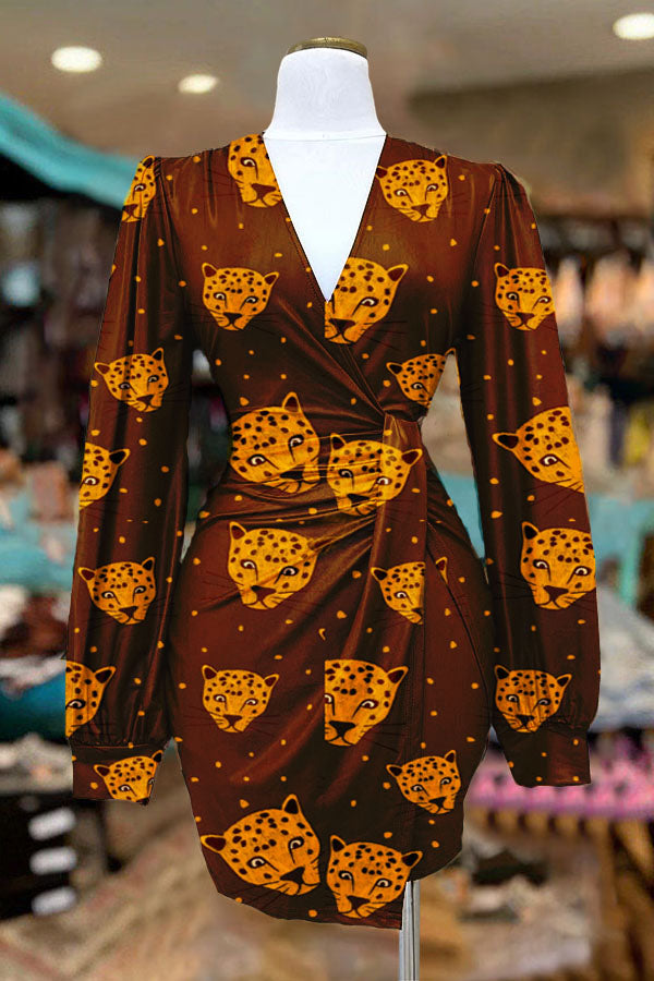 Sexy V-Neck Animal Print Dress