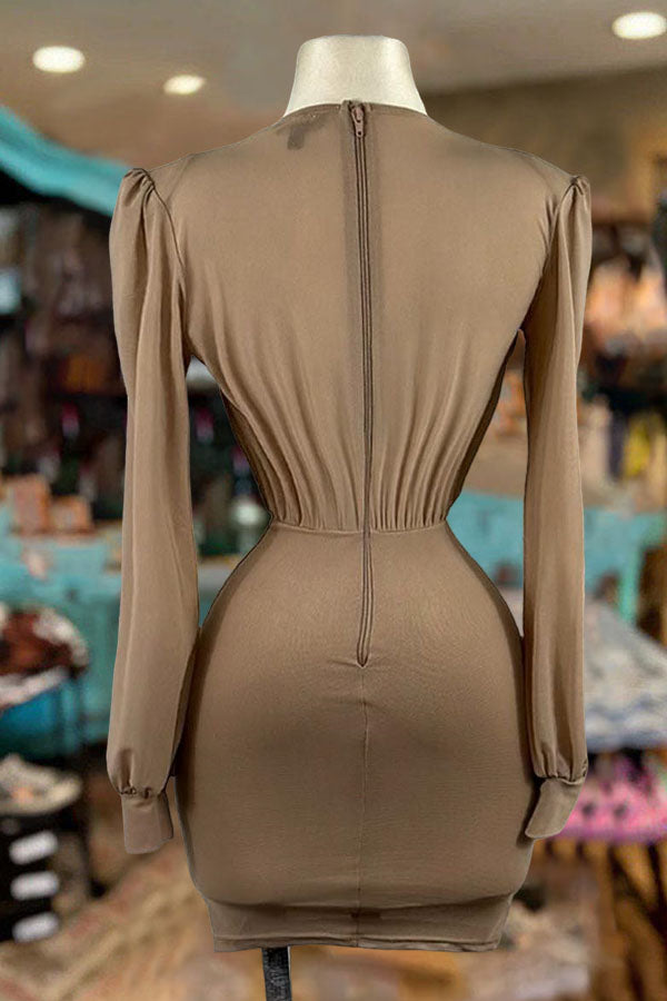 Sexy V-Neck Pleated Dress