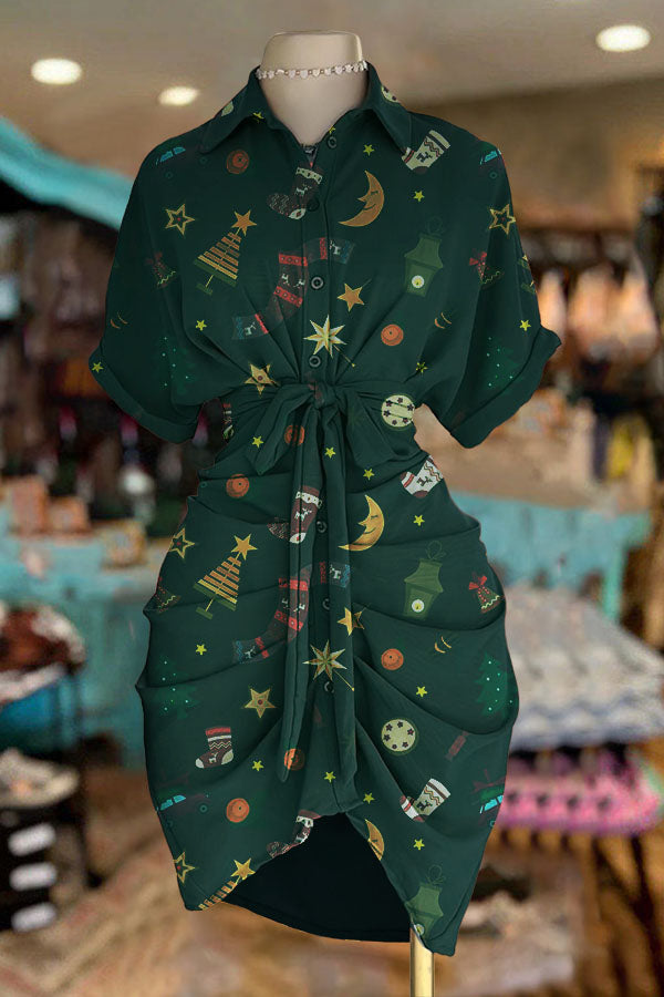 Sexy Smocked Printed Dress