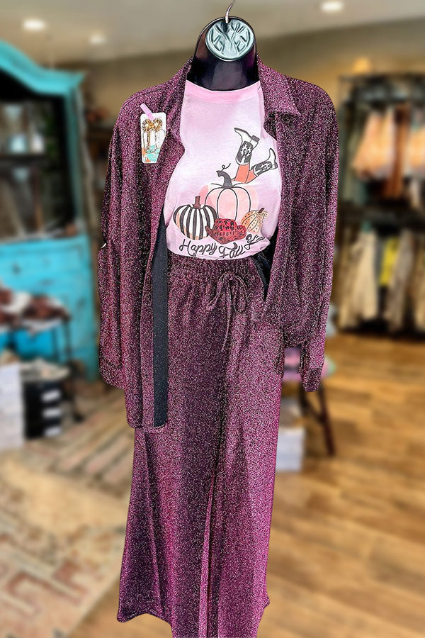 Casual Shiny Top And Pants Suit