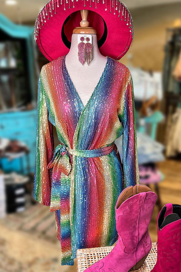 Sexy Sequin Striped Dress