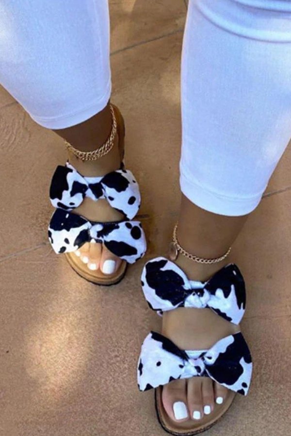 Casual Bow Cow Print Sandals