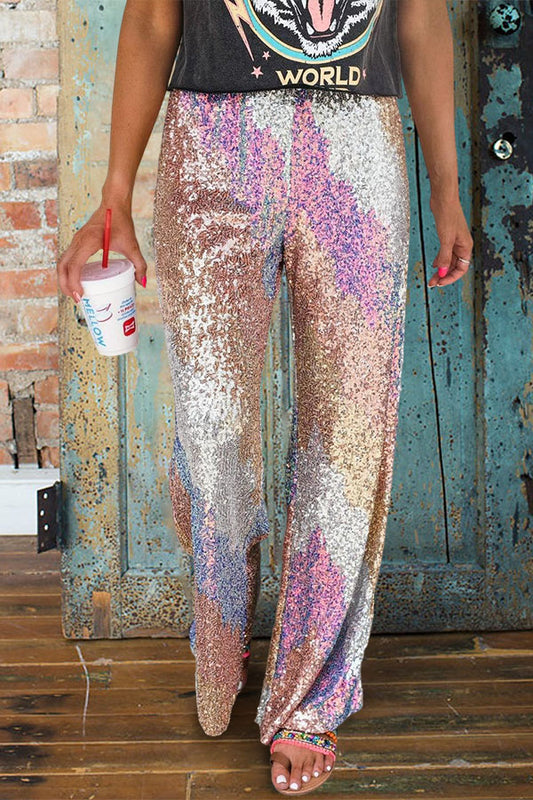  Multi Sequin Wide Leg Pants