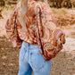 Paisley Print Balloon Sleeve Bodysuit