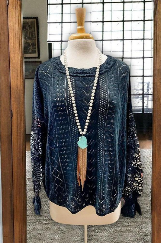 Lace-paneled Cutout Sweater