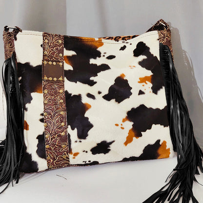 Hippy Fringed Animal Print Bag