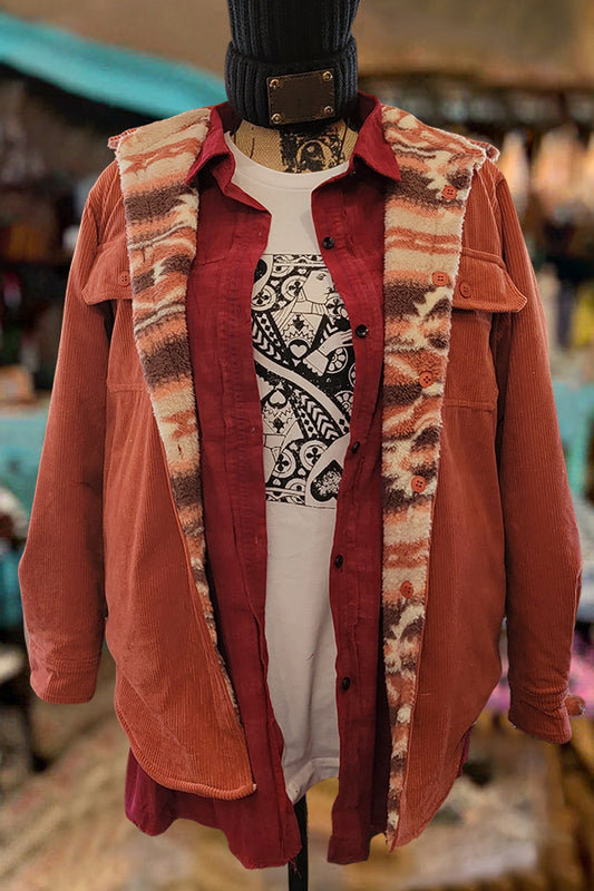 Retro Aztec Pattern Reversible Fleece Jacket