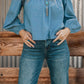 Shirred Ruffled Balloon-sleeve Top