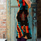 Aztec Print One-Shoulder Woolen Midi Dress