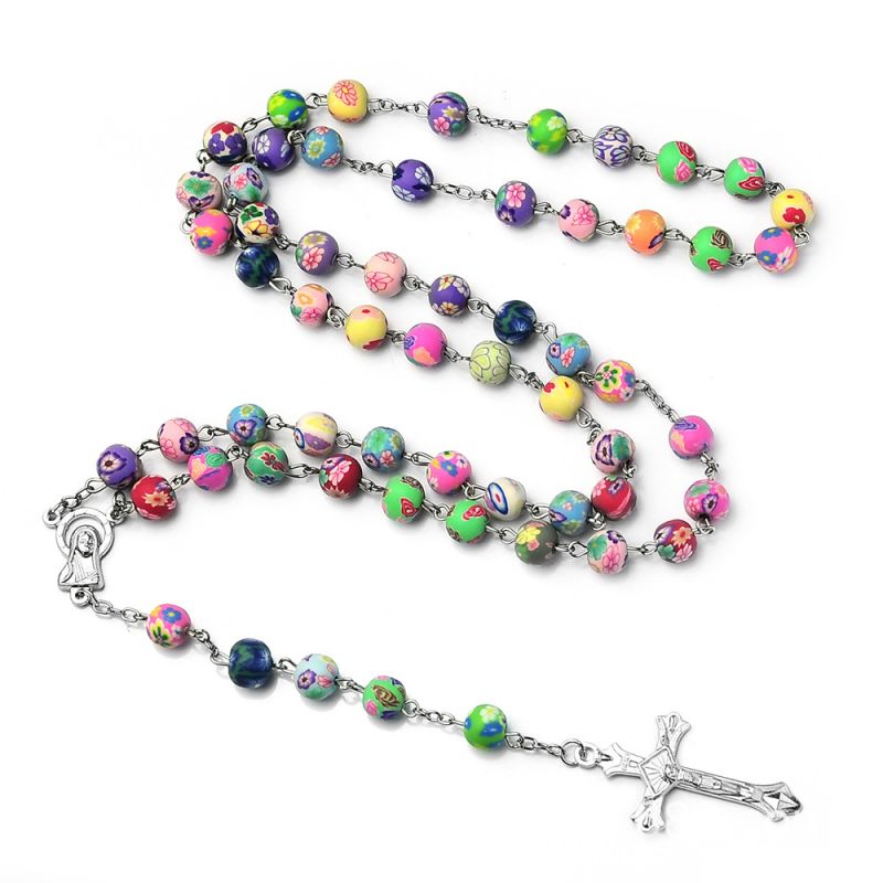 Colorful Clay Cross Necklace