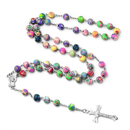 Colorful Clay Cross Necklace