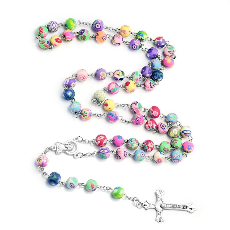 Colorful Clay Cross Necklace