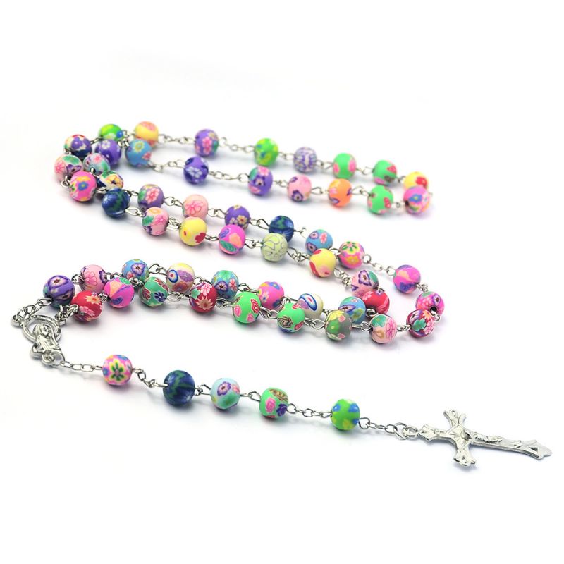 Colorful Clay Cross Necklace