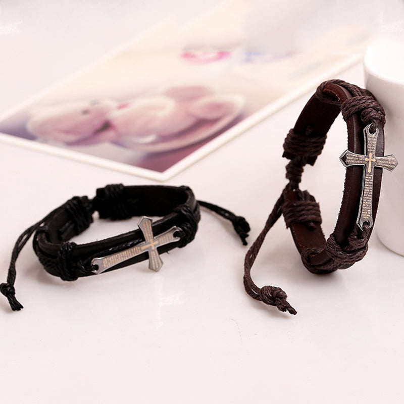 Cross Hand-woven Vintage Cowhide Bracelet
