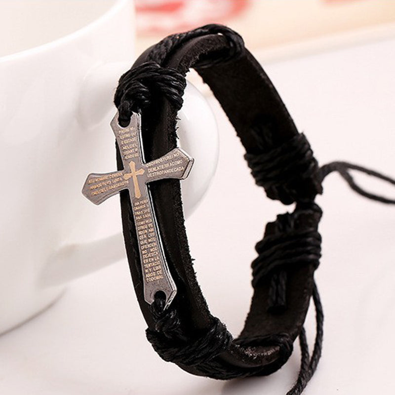 Cross Hand-woven Vintage Cowhide Bracelet