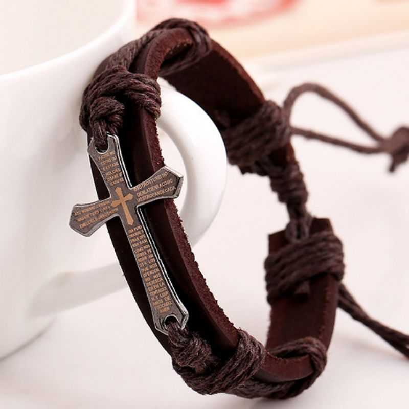Cross Hand-woven Vintage Cowhide Bracelet
