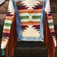 Vintage Washed Aztec Print Patchwork Denim Jacket