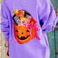 Casual Pumpkin Basket Print Crew Neck Sweatshirt