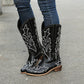 Embroidered Leather Boots