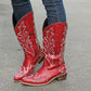 Embroidered Leather Boots