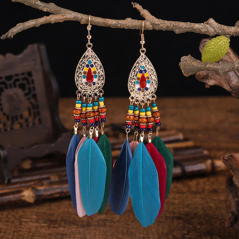 Feather Retro Folk Style Earrings